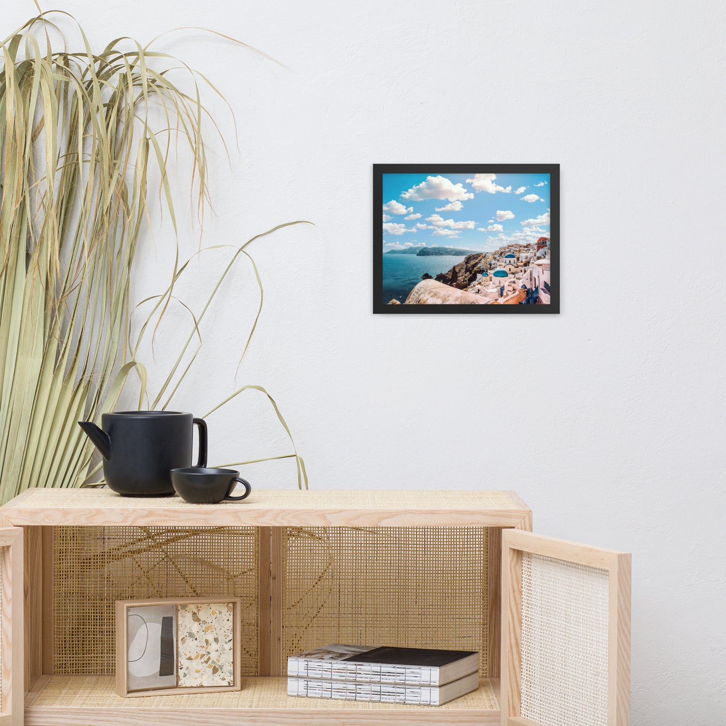 Santorini beach framed photo paper poster