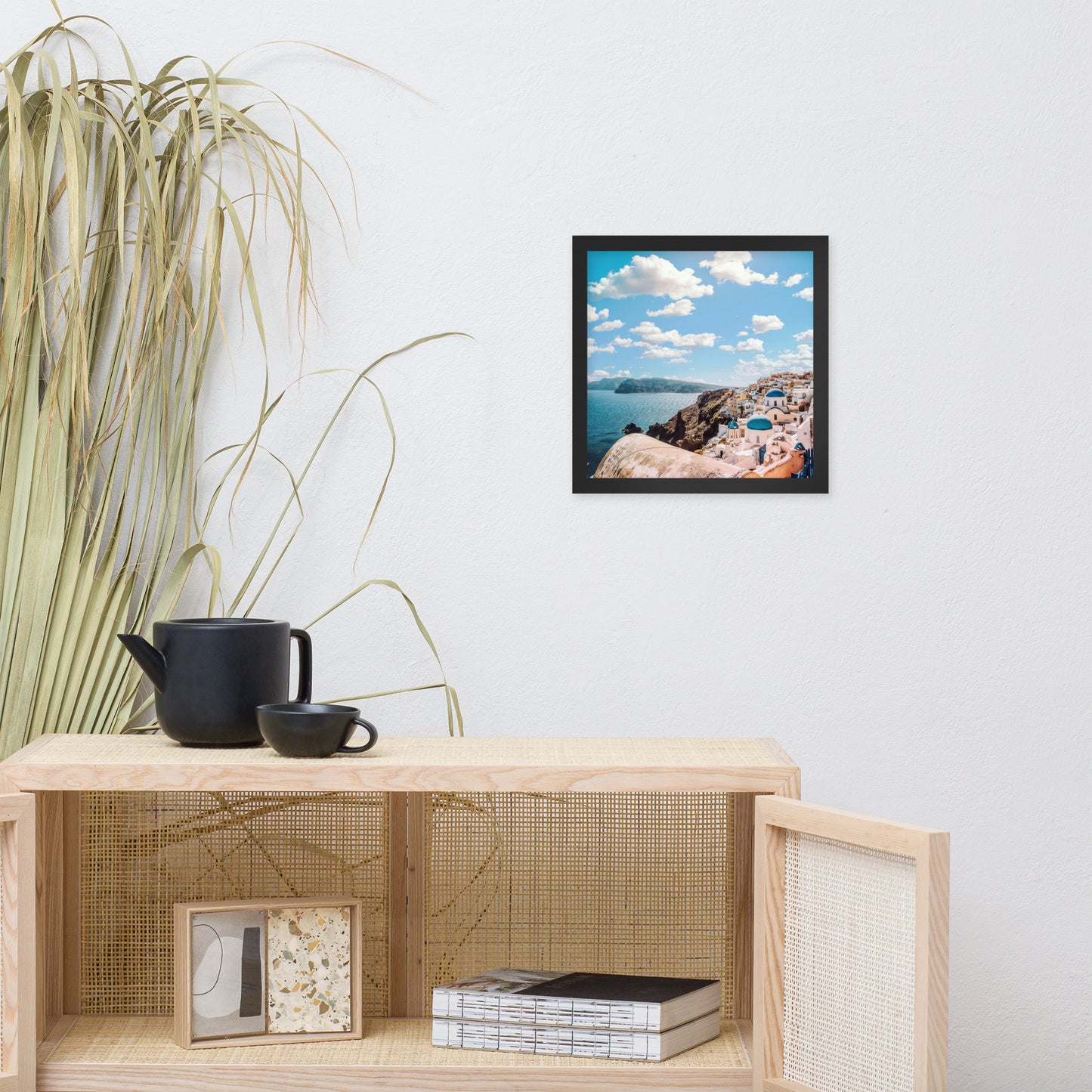 Santorini beach framed photo paper poster