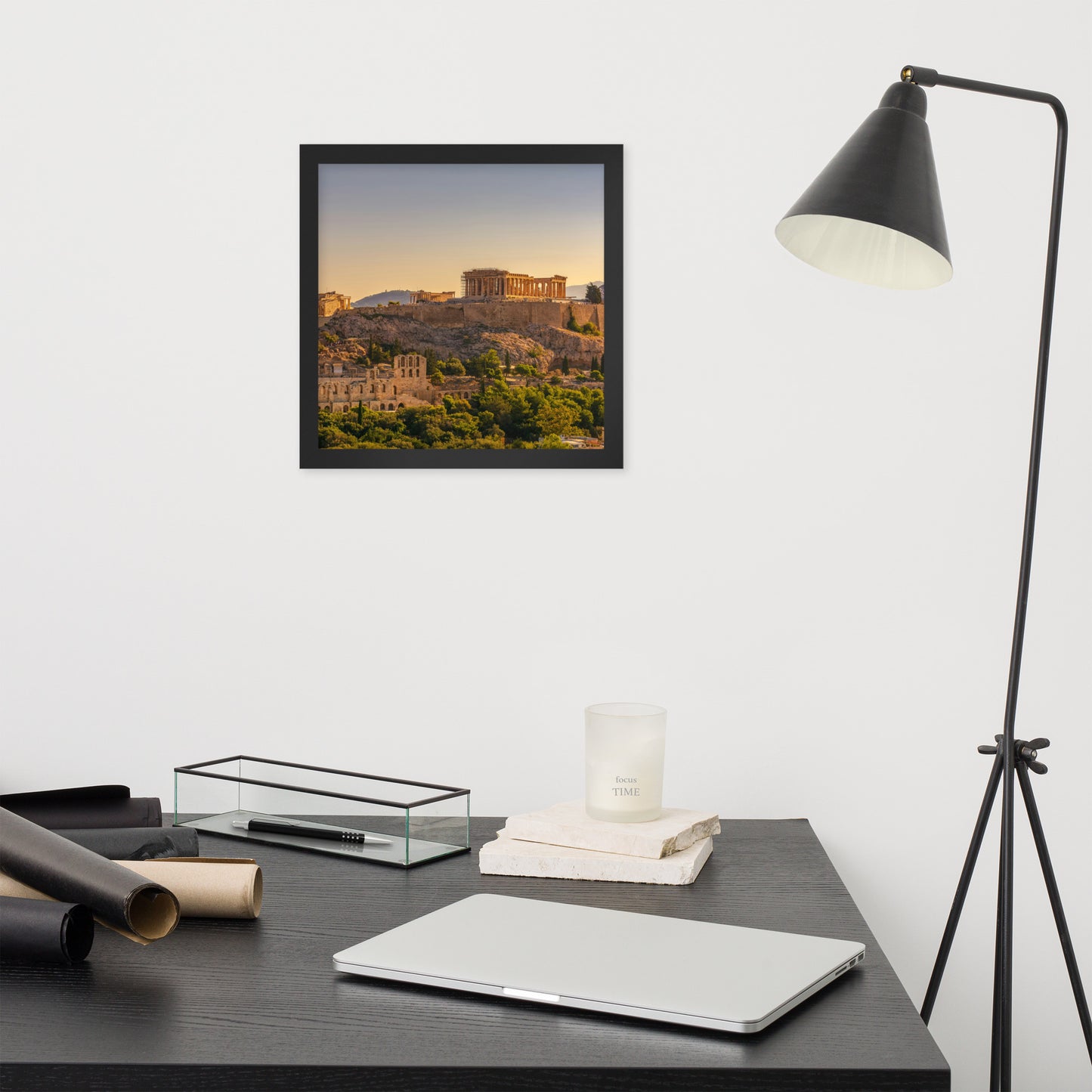 Acropolis of Athens with Parthenon and Erechtheion framed photo paper poster