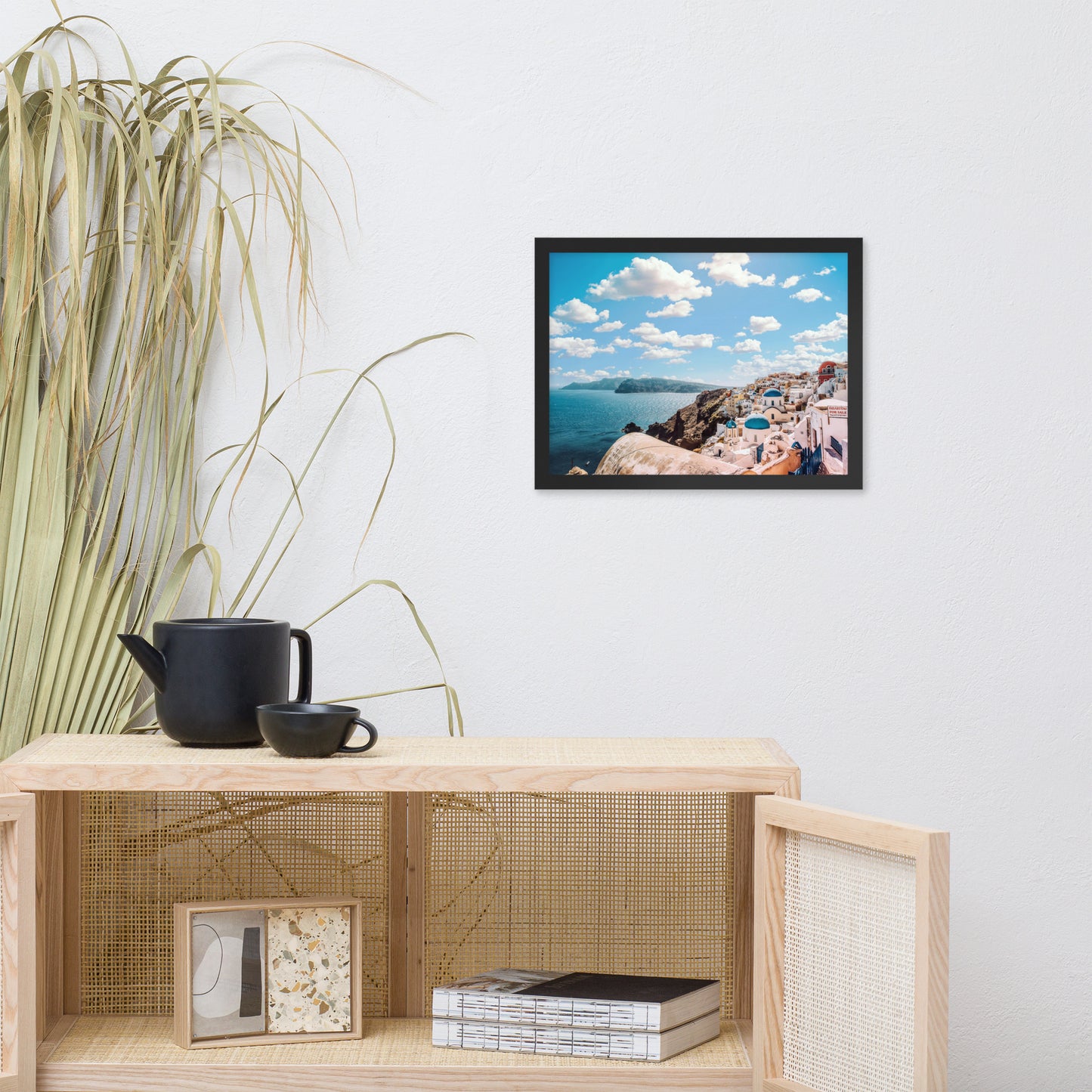 Santorini beach framed photo paper poster