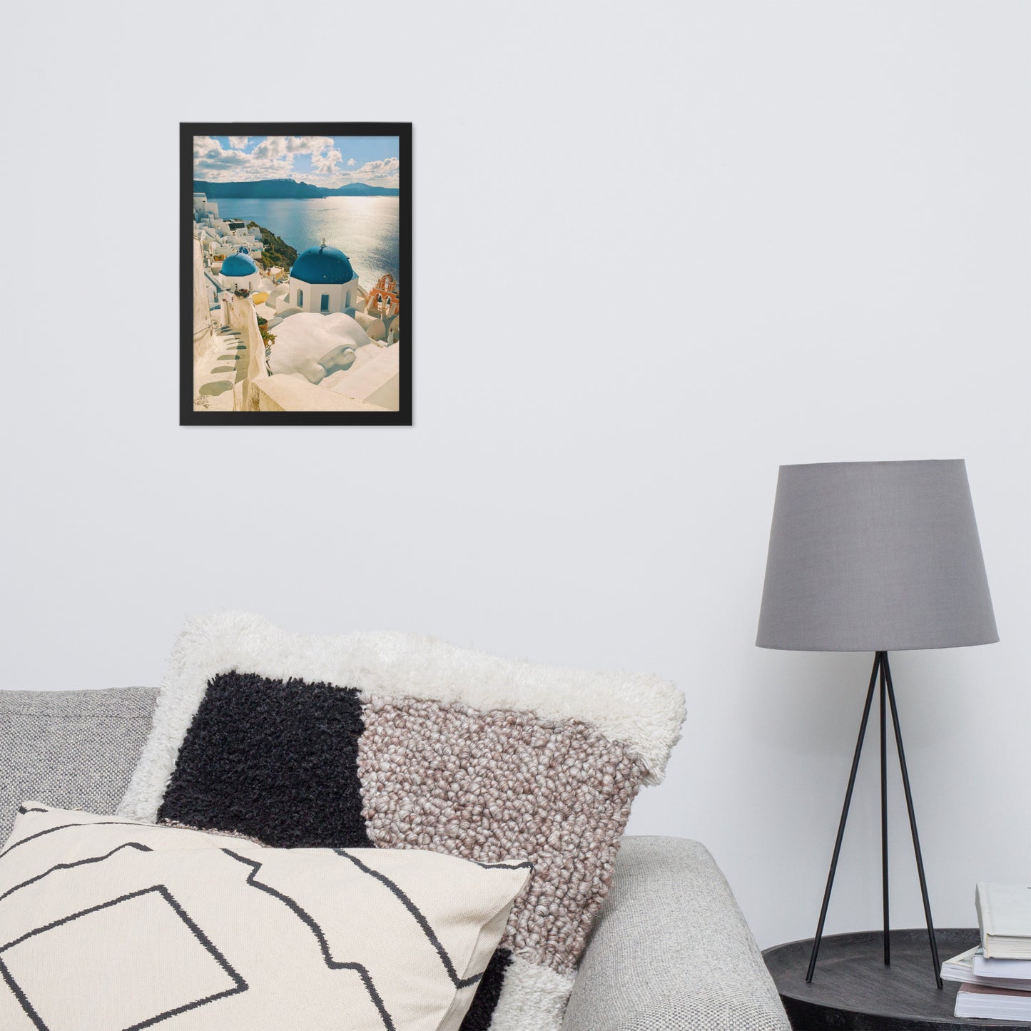 Santorini sea framed photo paper poster