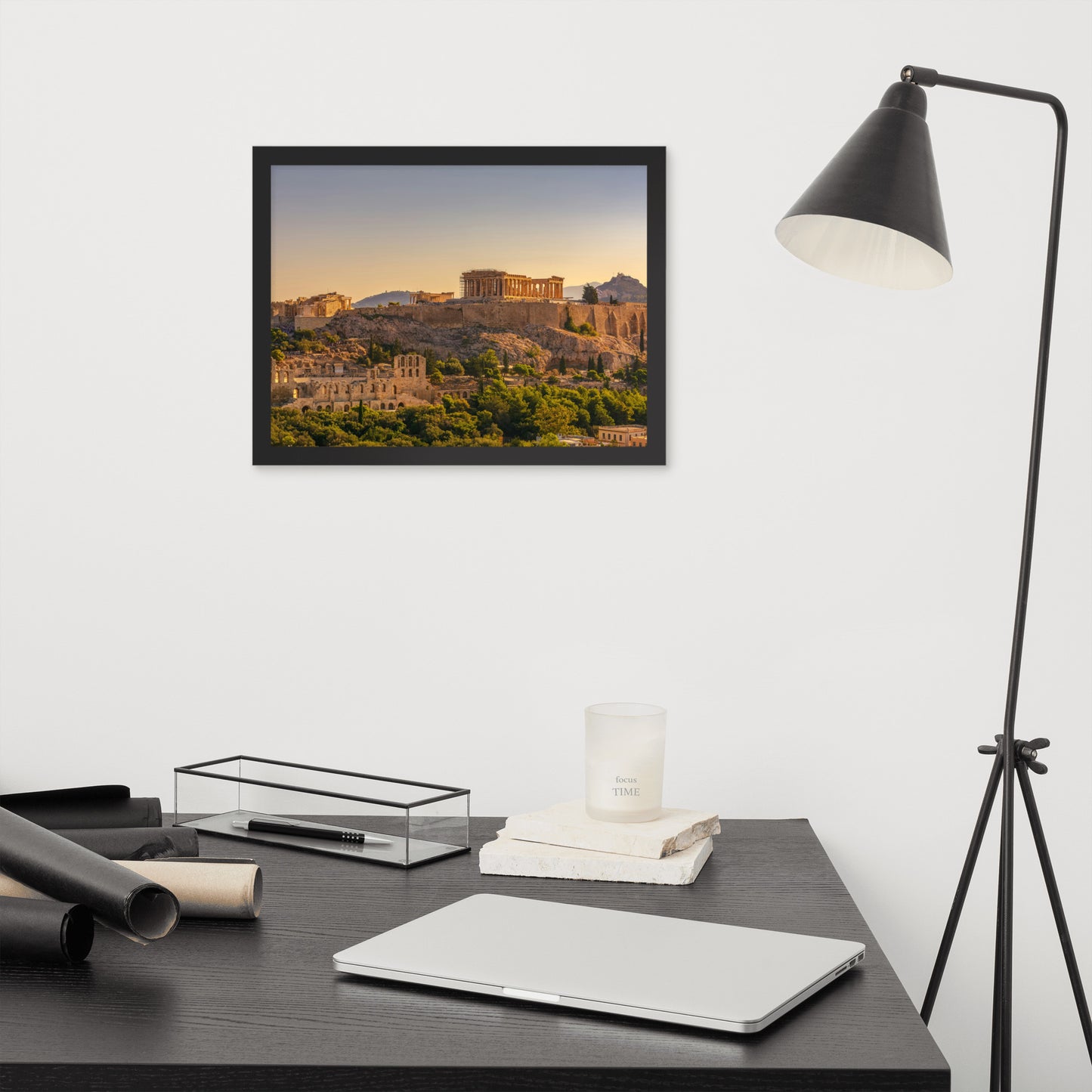 Acropolis of Athens with Parthenon and Erechtheion framed photo paper poster