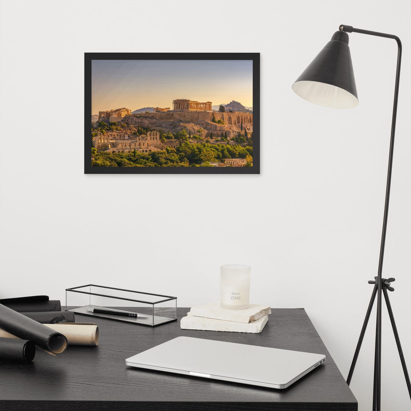 Acropolis of Athens with Parthenon and Erechtheion framed photo paper poster