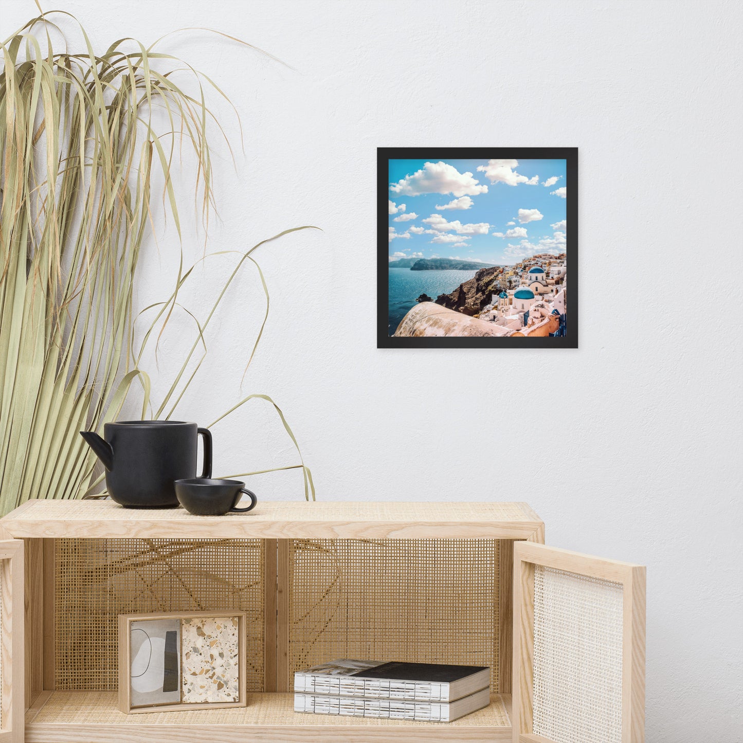 Santorini beach framed photo paper poster