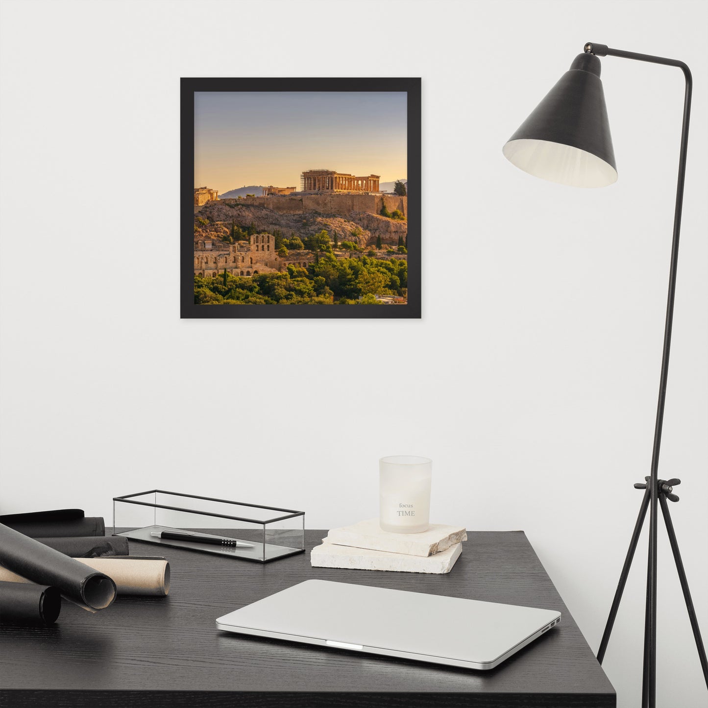 Acropolis of Athens with Parthenon and Erechtheion framed photo paper poster