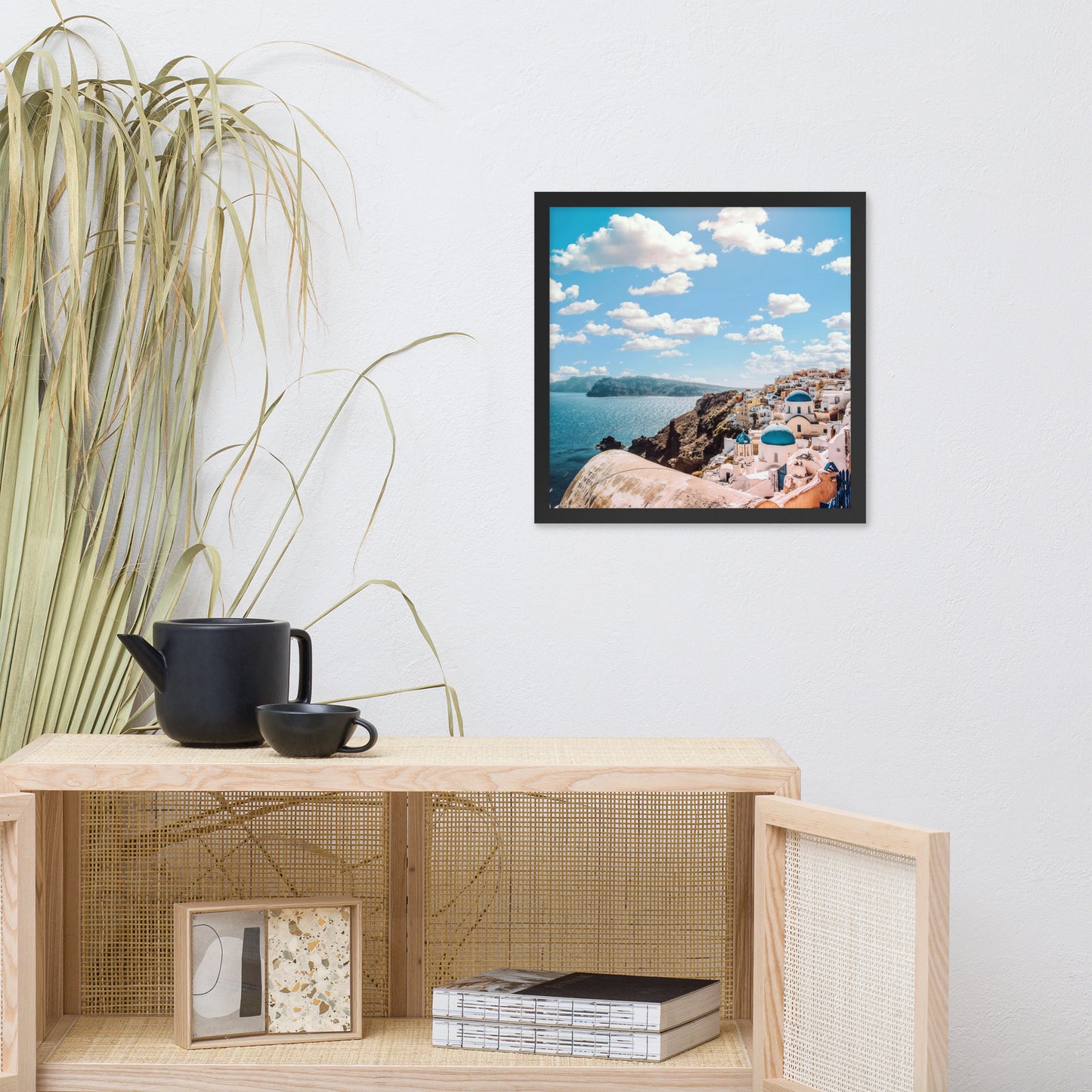 Santorini beach framed photo paper poster