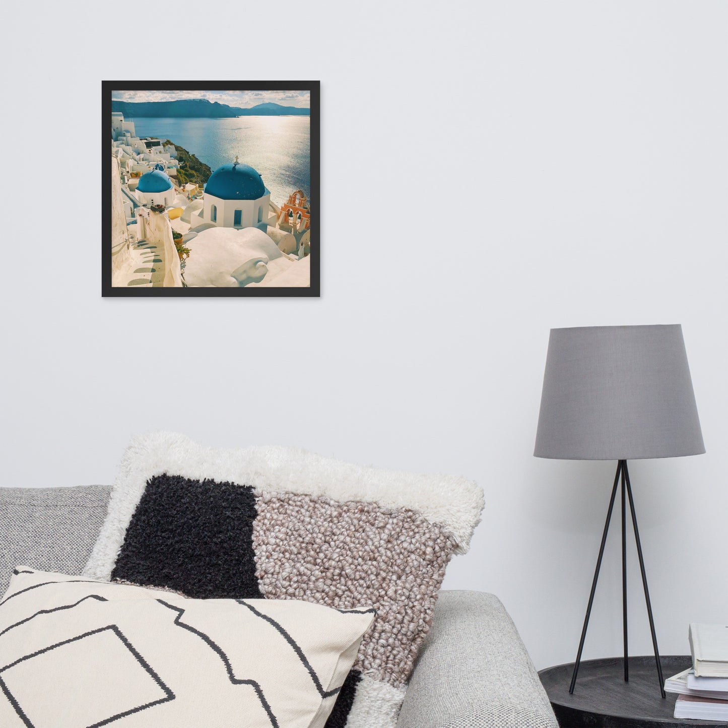 Santorini sea framed photo paper poster