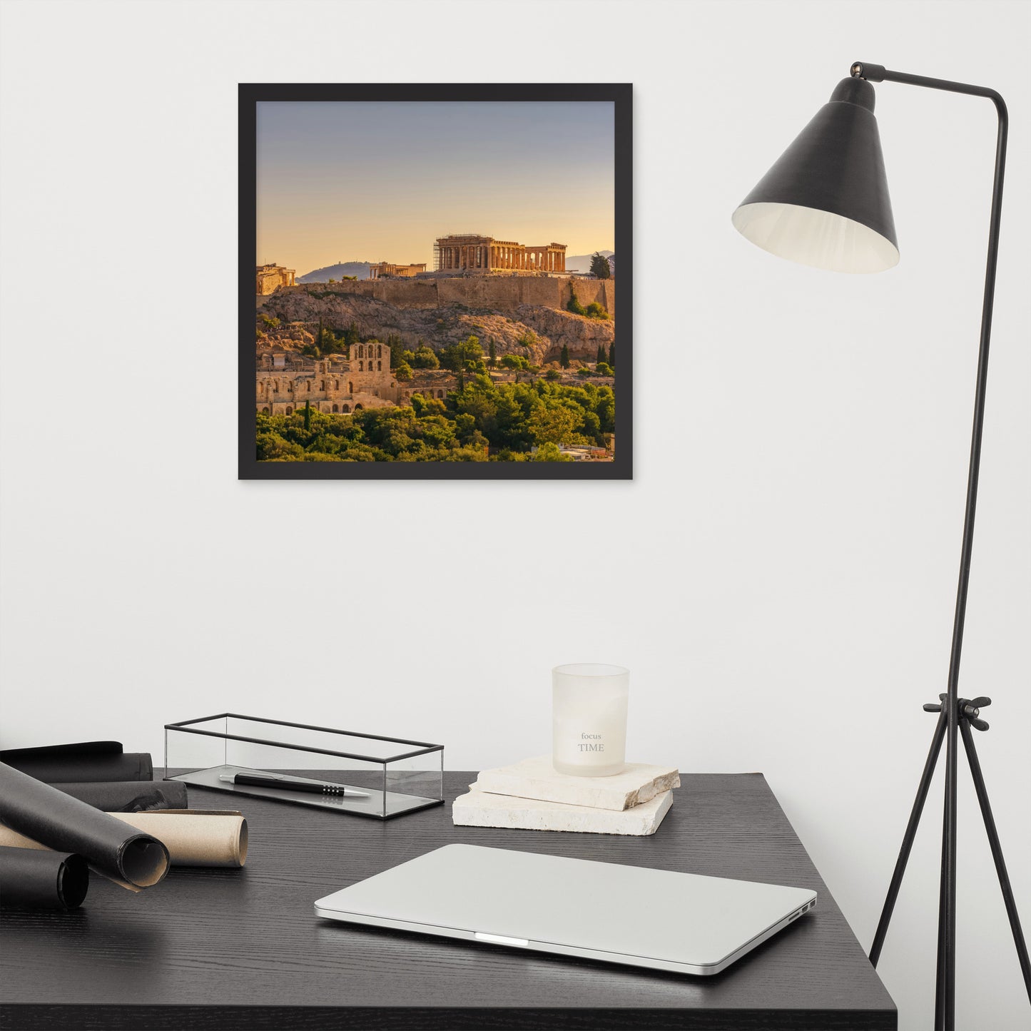 Acropolis of Athens with Parthenon and Erechtheion framed photo paper poster