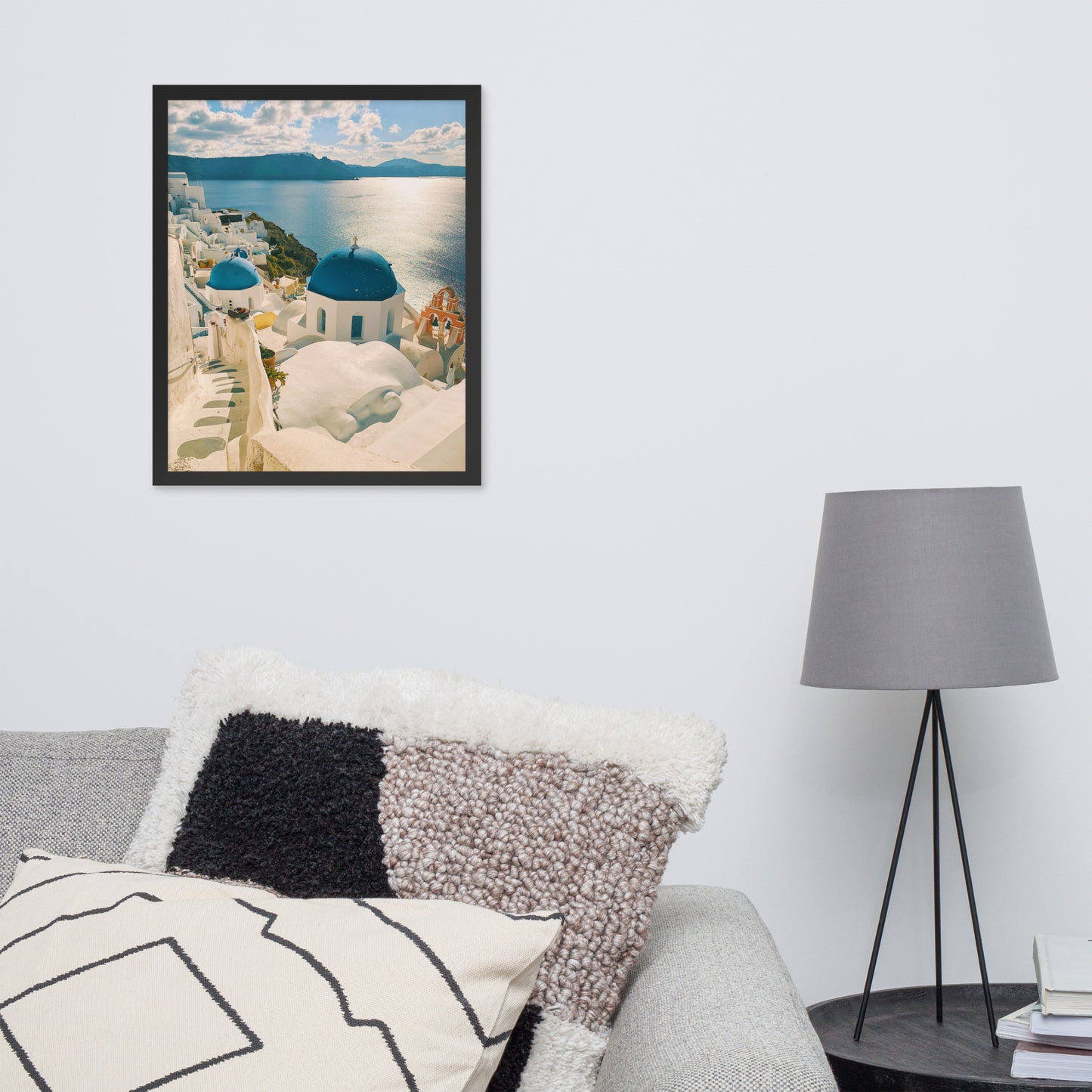 Santorini sea framed photo paper poster