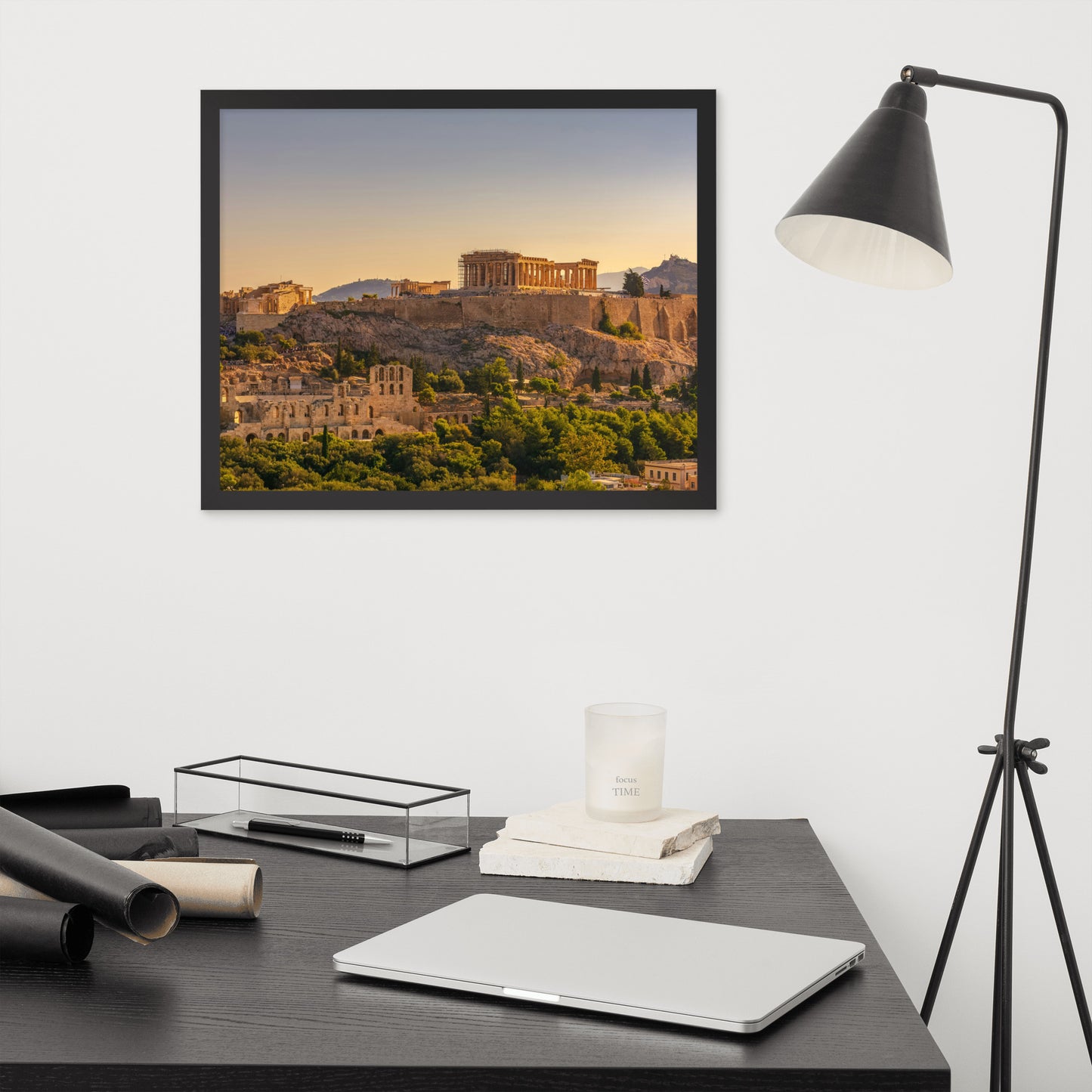 Acropolis of Athens with Parthenon and Erechtheion framed photo paper poster