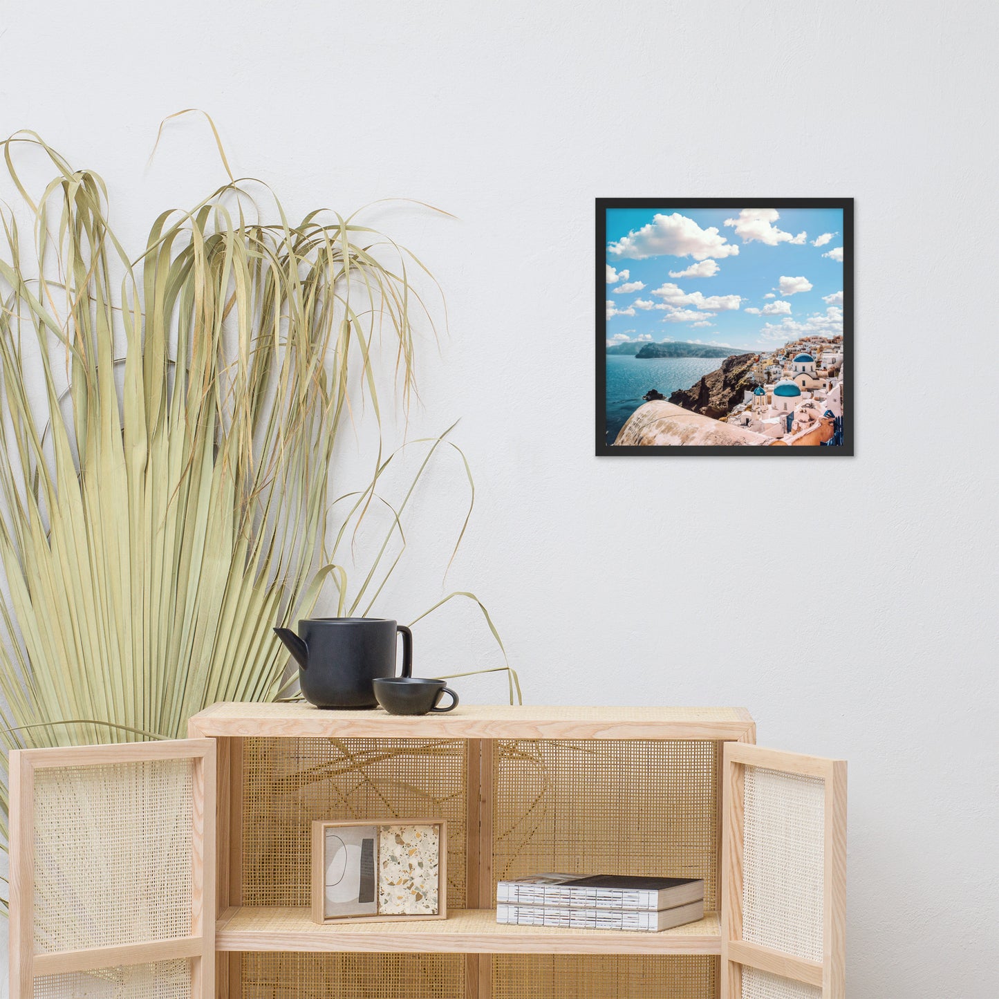 Santorini beach framed photo paper poster