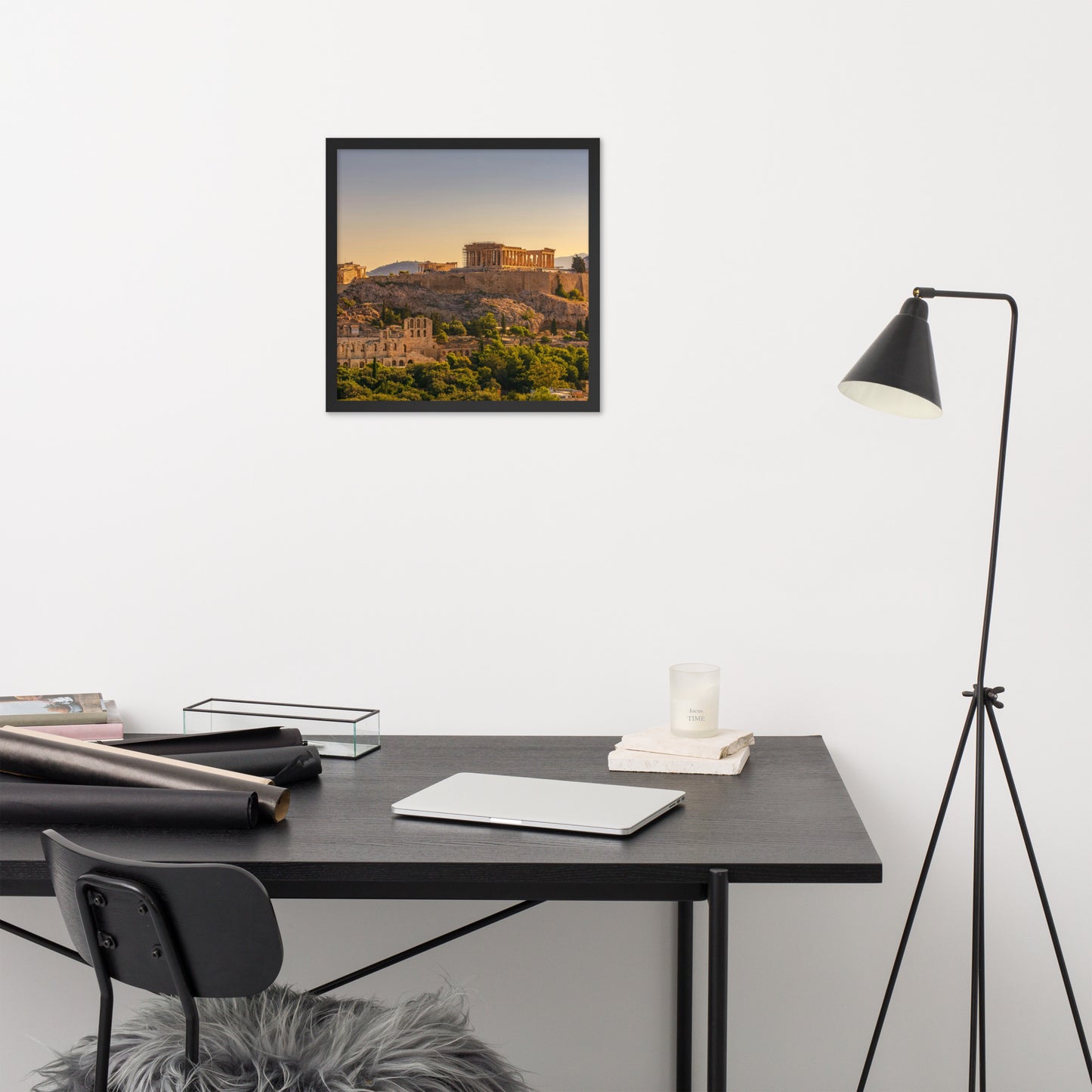 Acropolis of Athens with Parthenon and Erechtheion framed photo paper poster