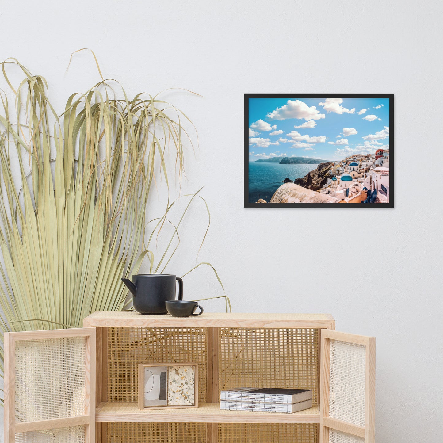 Santorini beach framed photo paper poster