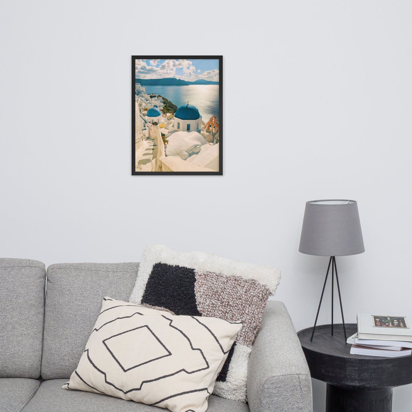 Santorini sea framed photo paper poster