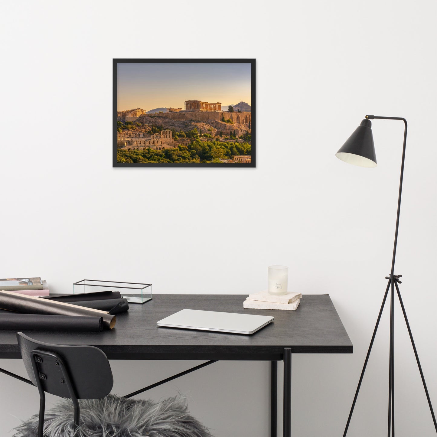 Acropolis of Athens with Parthenon and Erechtheion framed photo paper poster