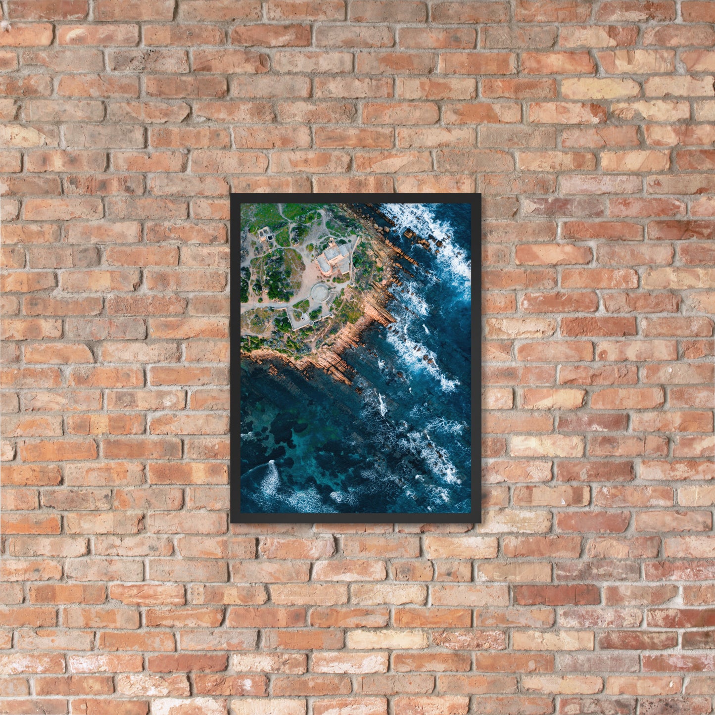 Drone view Greece framed photo paper poster