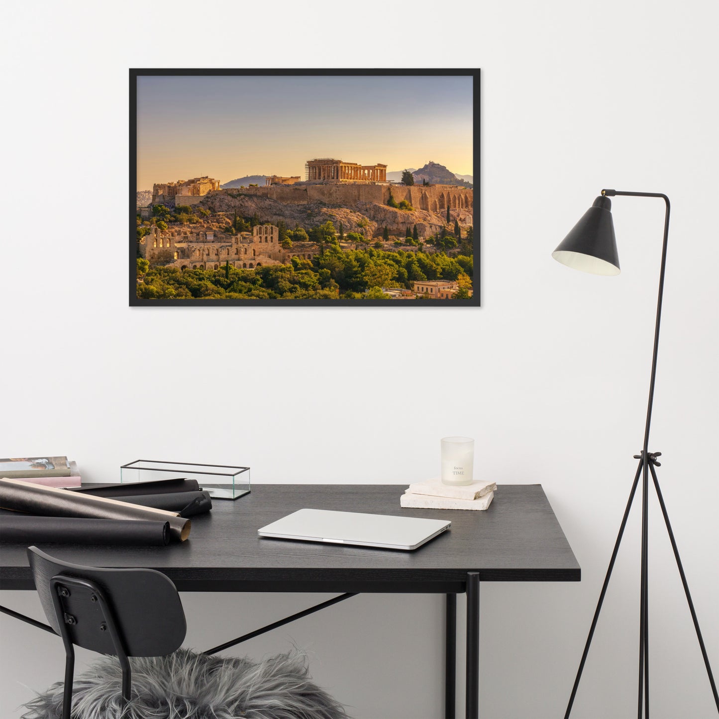 Acropolis of Athens with Parthenon and Erechtheion framed photo paper poster