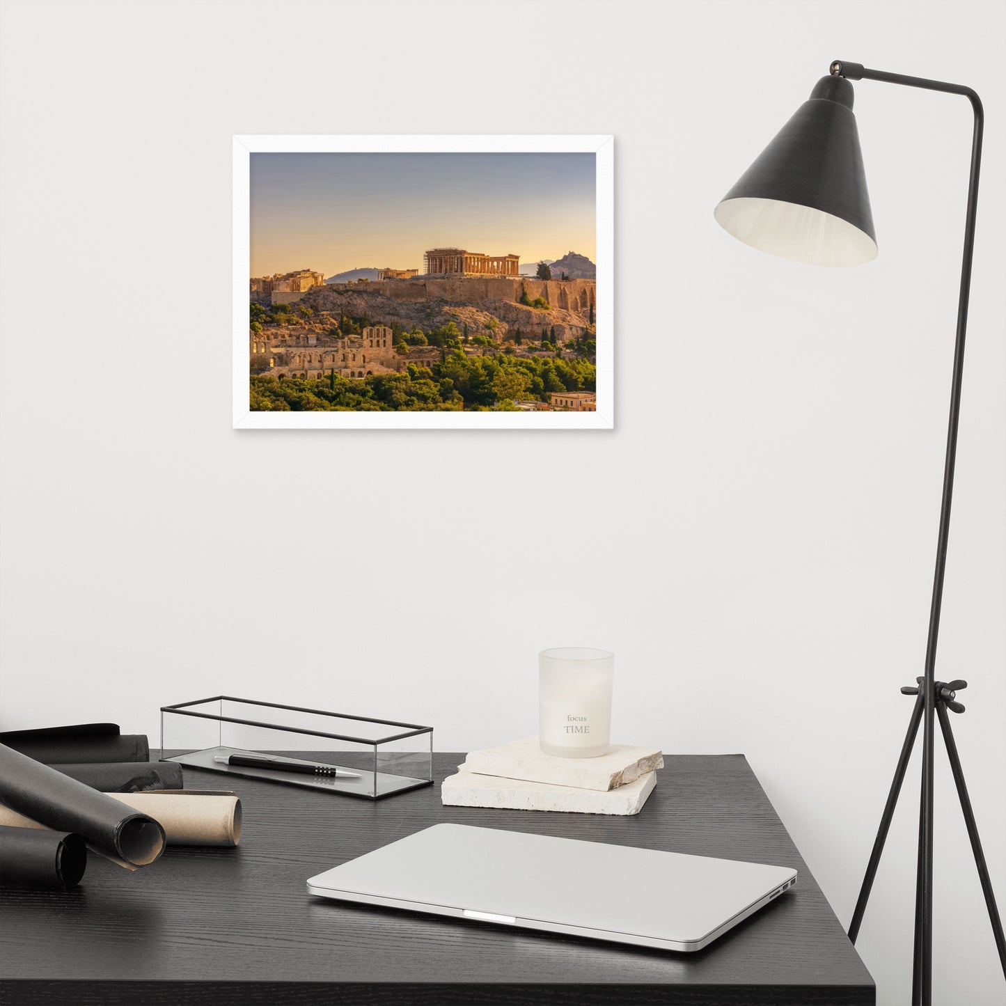 Acropolis of Athens with Parthenon and Erechtheion framed photo paper poster