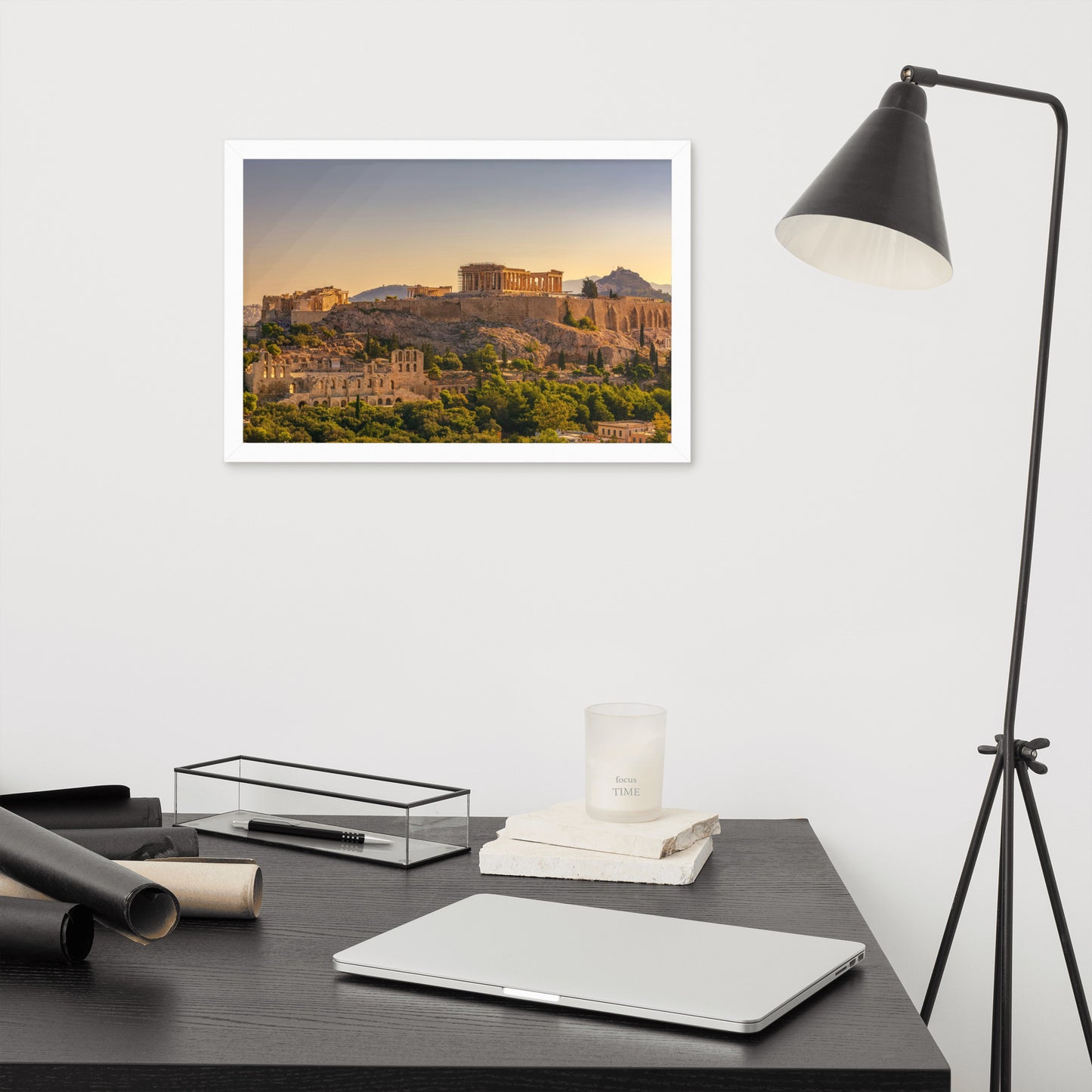 Acropolis of Athens with Parthenon and Erechtheion framed photo paper poster