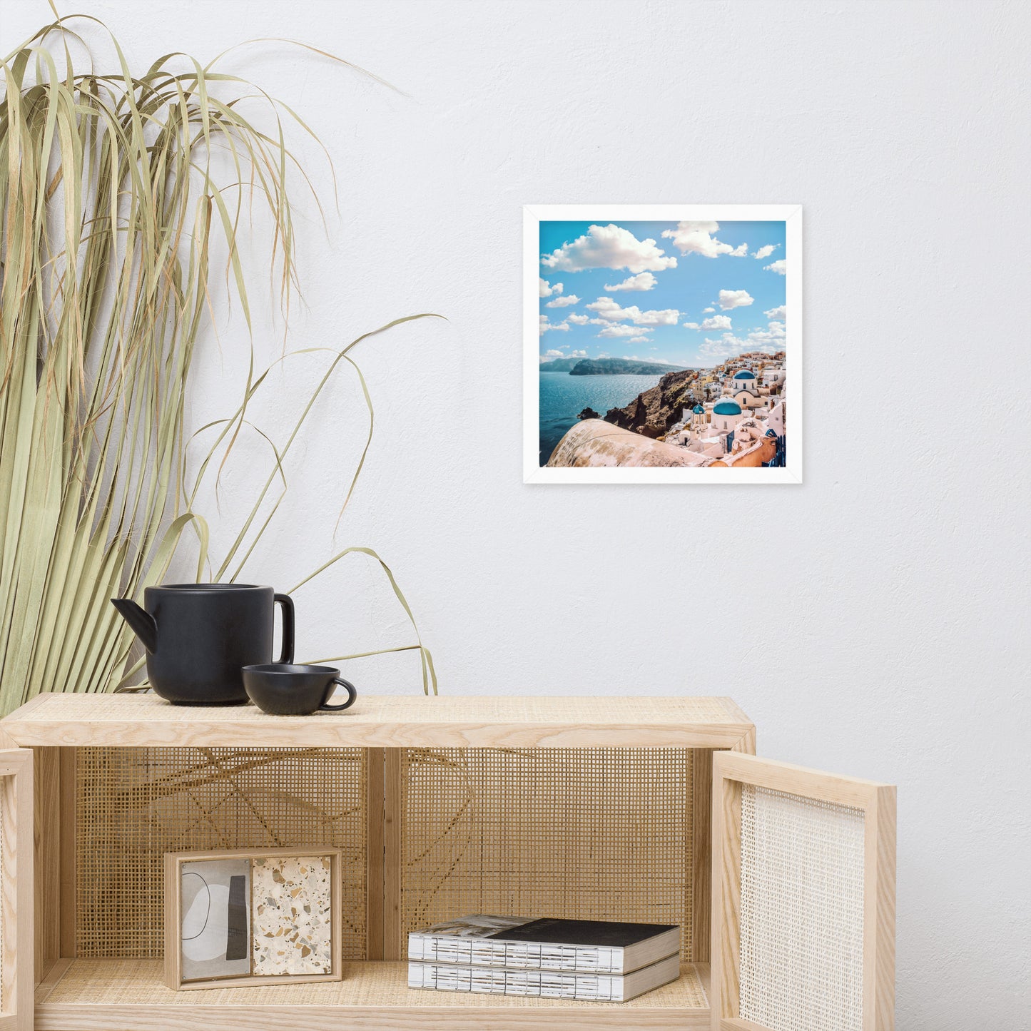 Santorini beach framed photo paper poster