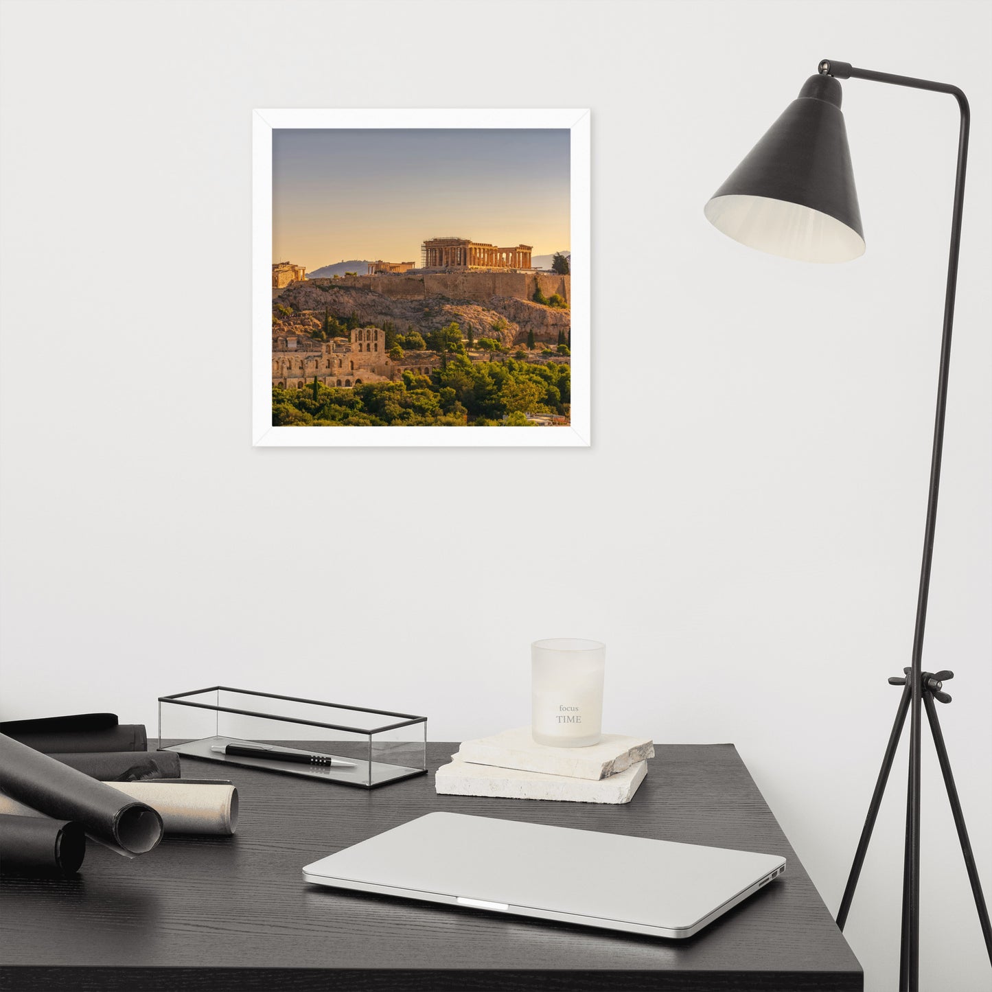 Acropolis of Athens with Parthenon and Erechtheion framed photo paper poster