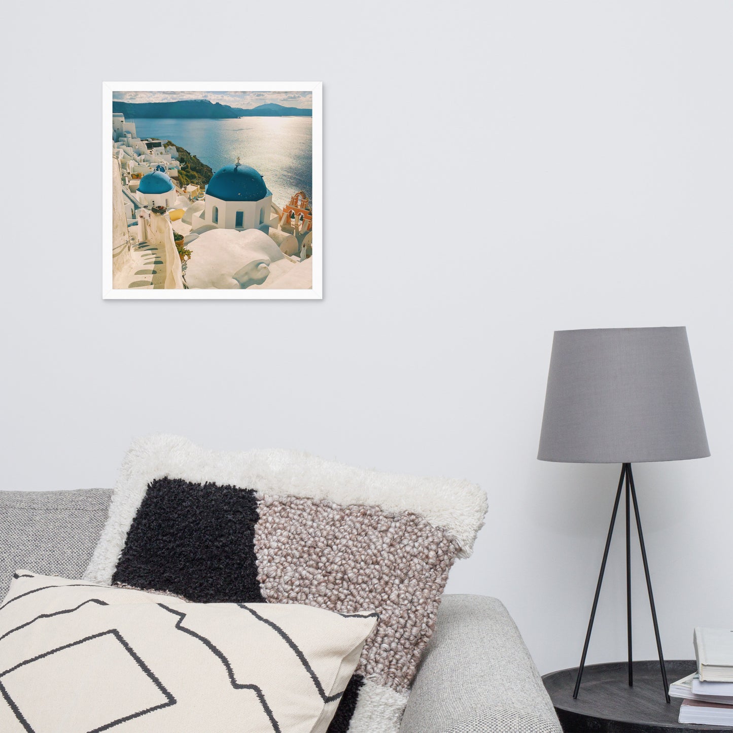 Santorini sea framed photo paper poster