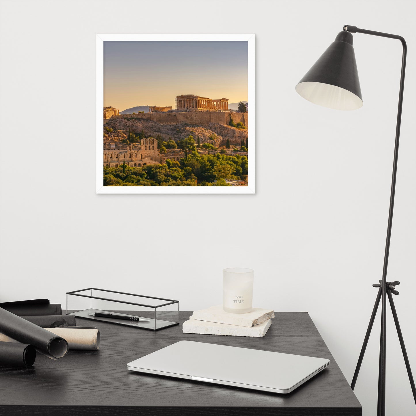 Acropolis of Athens with Parthenon and Erechtheion framed photo paper poster