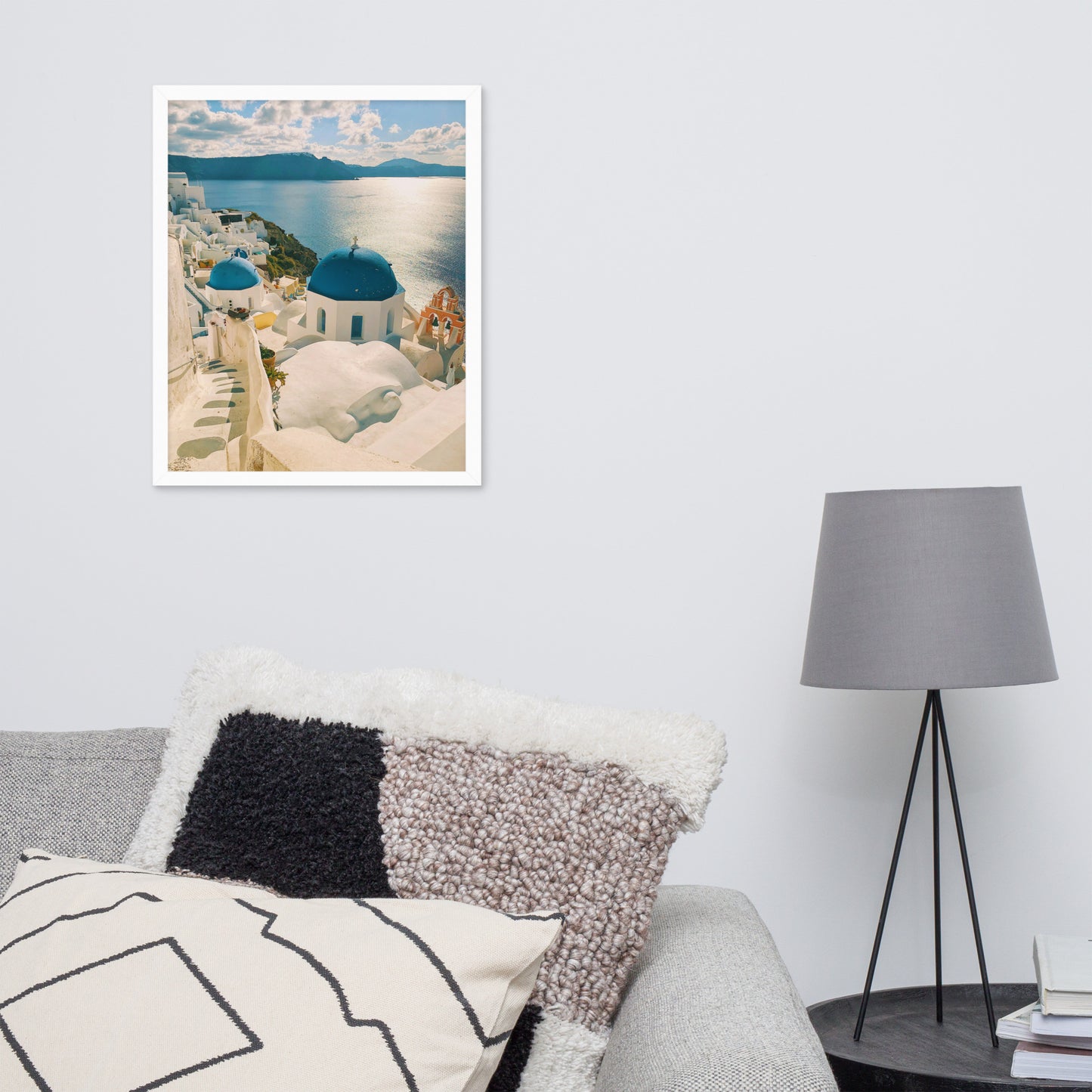 Santorini sea framed photo paper poster