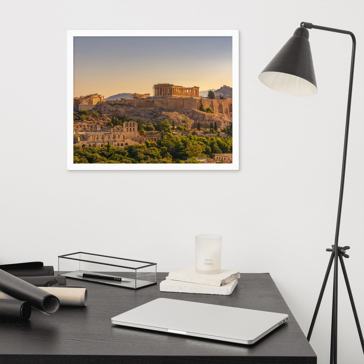 Acropolis of Athens with Parthenon and Erechtheion framed photo paper poster