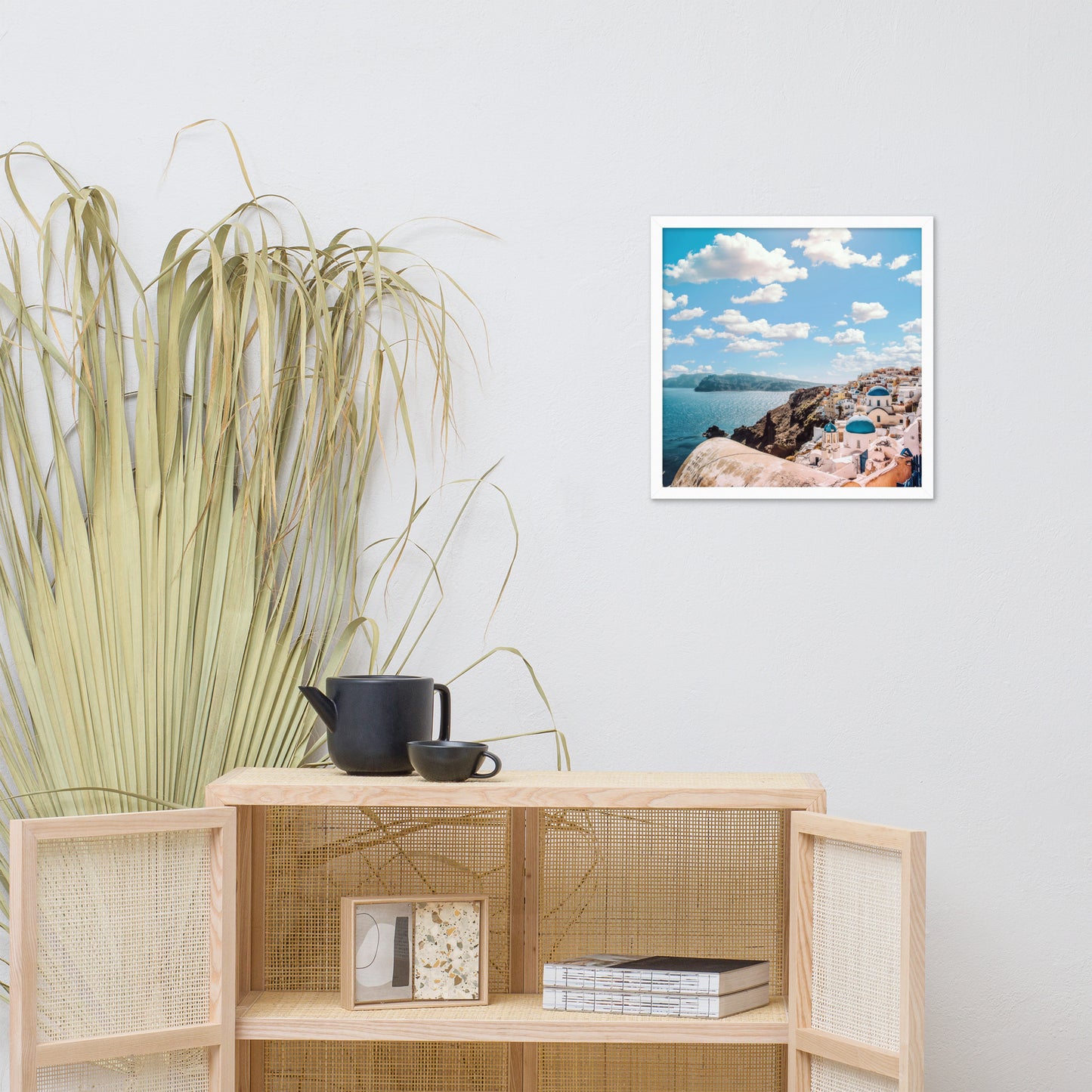 Santorini beach framed photo paper poster