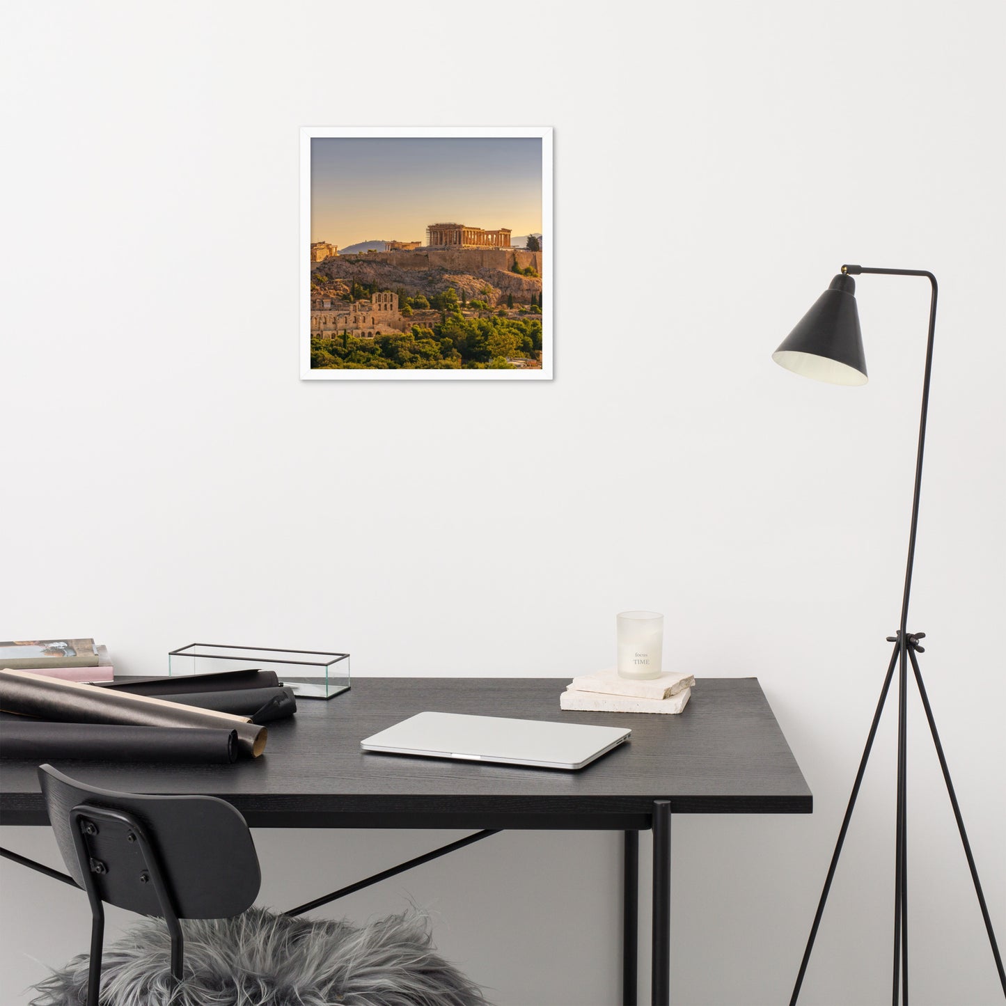 Acropolis of Athens with Parthenon and Erechtheion framed photo paper poster