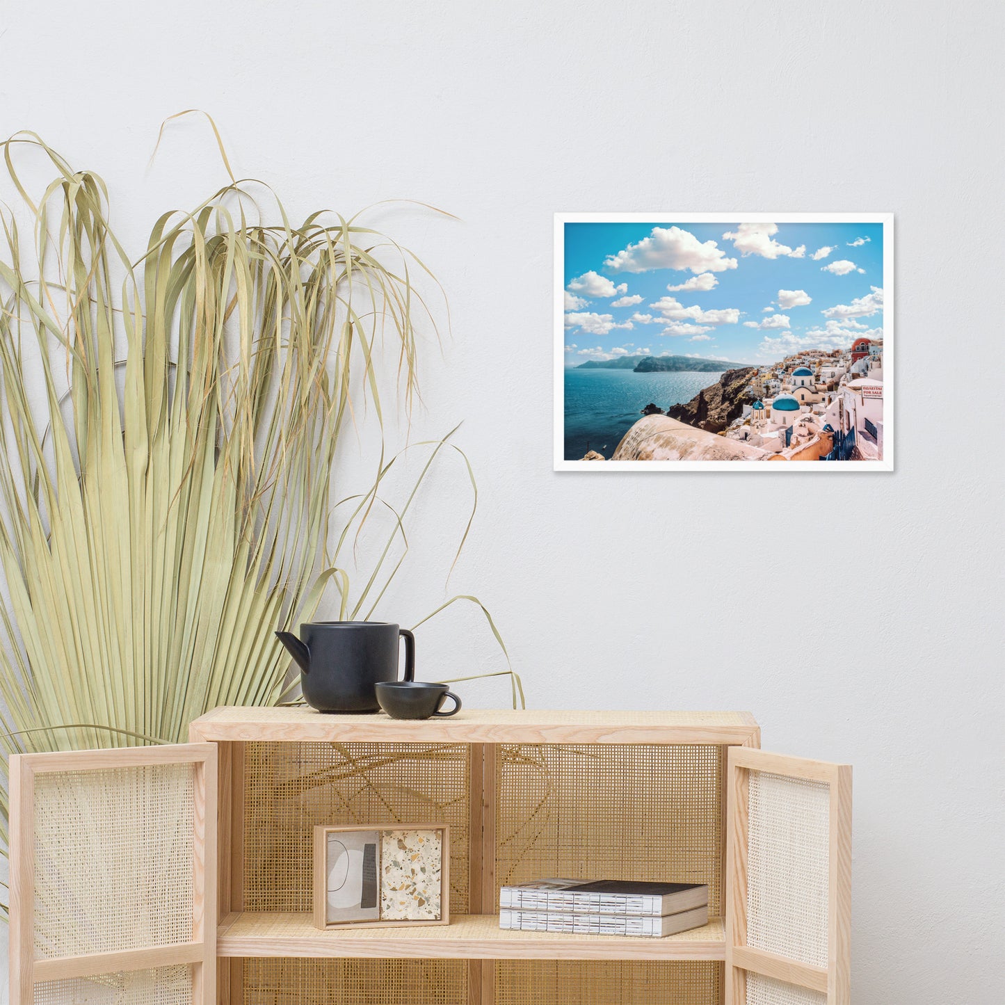 Santorini beach framed photo paper poster