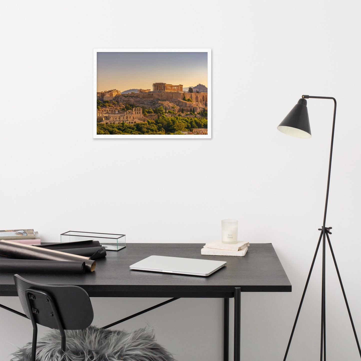 Acropolis of Athens with Parthenon and Erechtheion framed photo paper poster