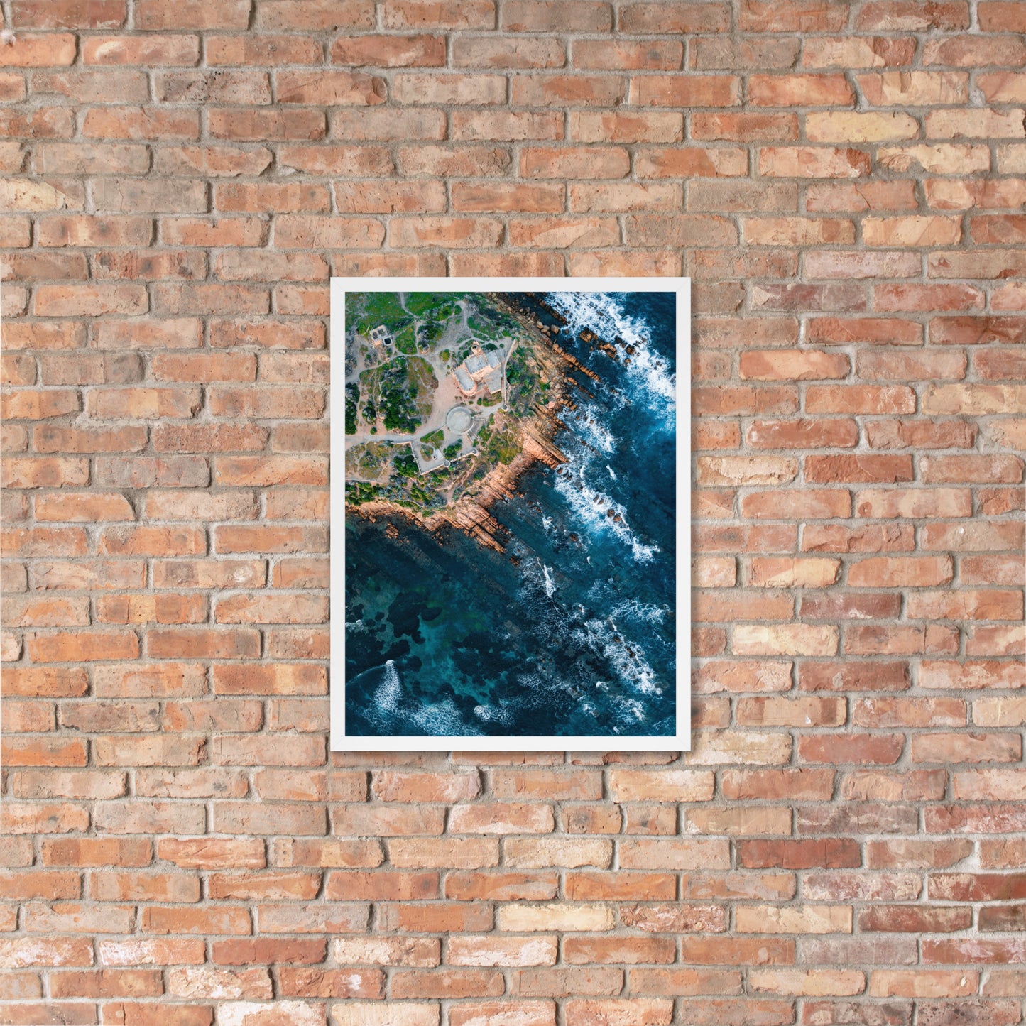 Drone view Greece framed photo paper poster