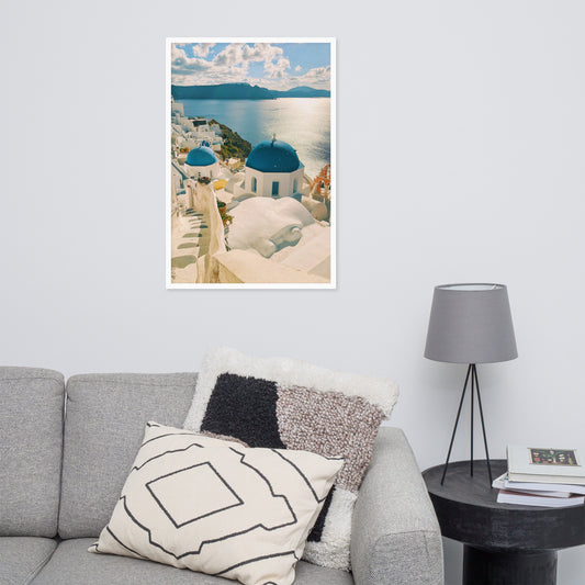 Santorini sea framed photo paper poster