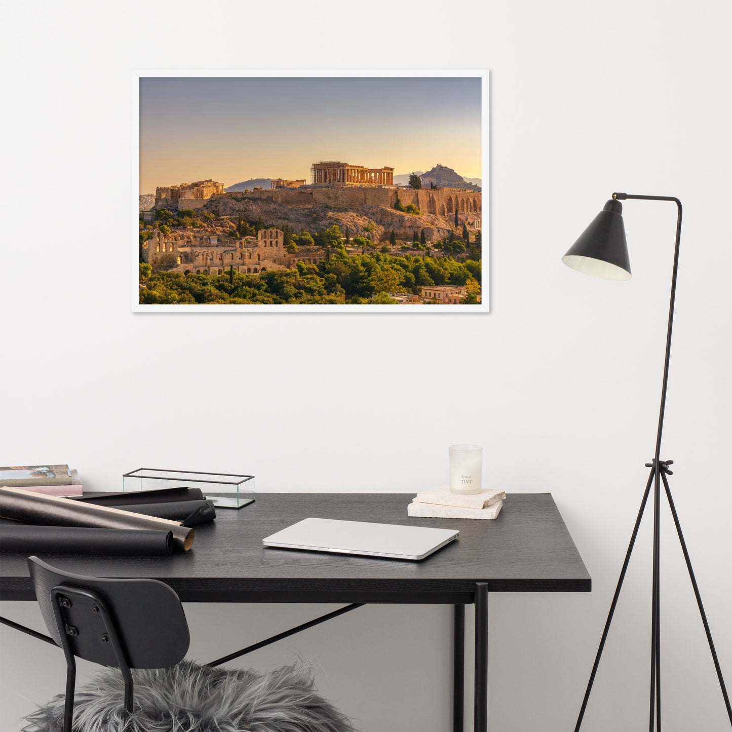 Acropolis of Athens with Parthenon and Erechtheion framed photo paper poster