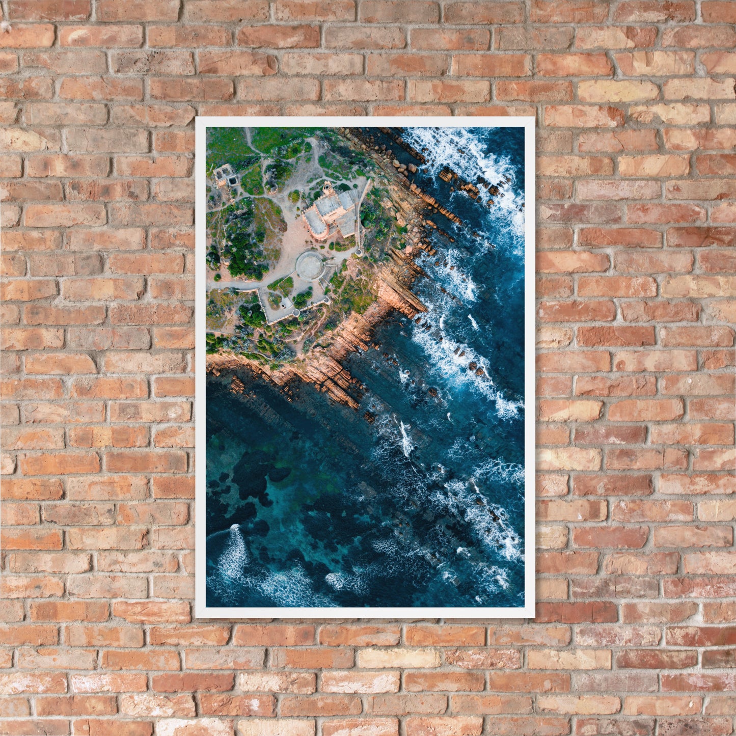 Drone view Greece framed photo paper poster