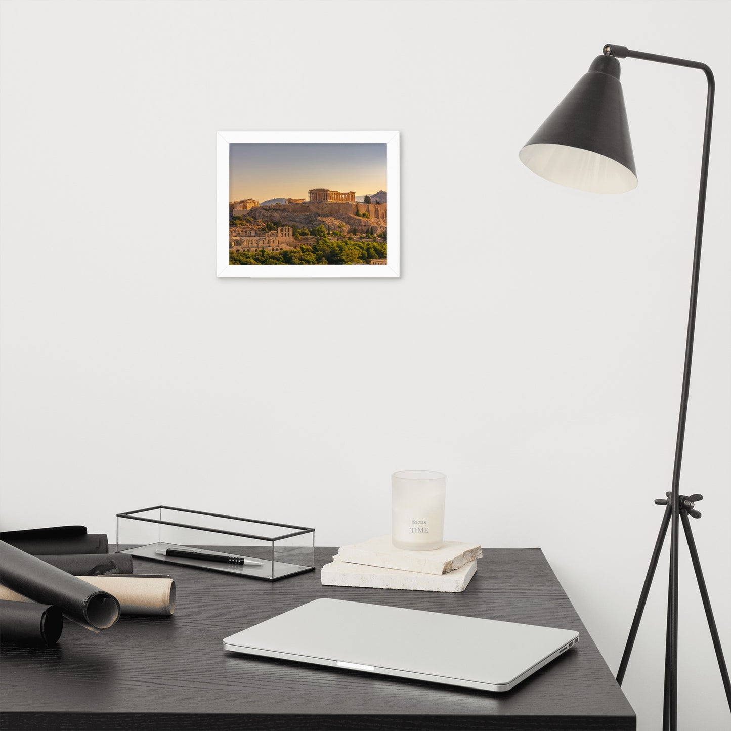 Acropolis of Athens with Parthenon and Erechtheion framed photo paper poster